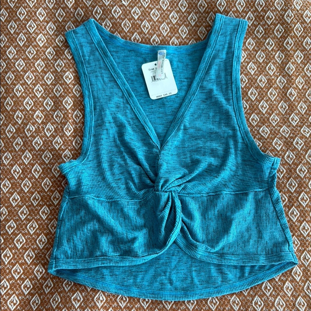 FP movement Blue Knotted Crop Top